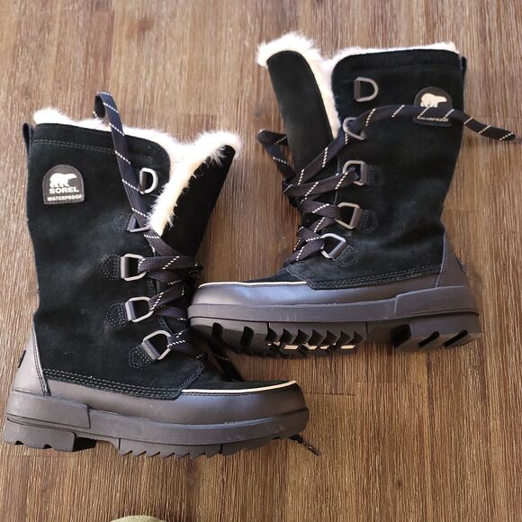 SOREL Womens Black Leather Tivoli IV Waterproof Tall Winter Boot Size 10 - Picture 1 of 6
